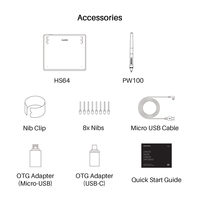 Huion-Tablet graficzny 6x4'' HS64, do rysowania, cyfrowy, z rysikiem, bez baterii, do Android Windows macOS 6